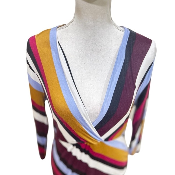 Motherhood Maternity multi Striped Long Sleeve Top ruched side small (maternity) - Picture 4 of 10